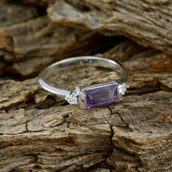 Amethyst Halo American 92.5 Silver Purple Gemstone Delicate Trendy Ring Jewellery