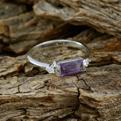 Amethyst Halo American 92.5 Silver Purple Gemstone Delicate Trendy Ring Jewellery