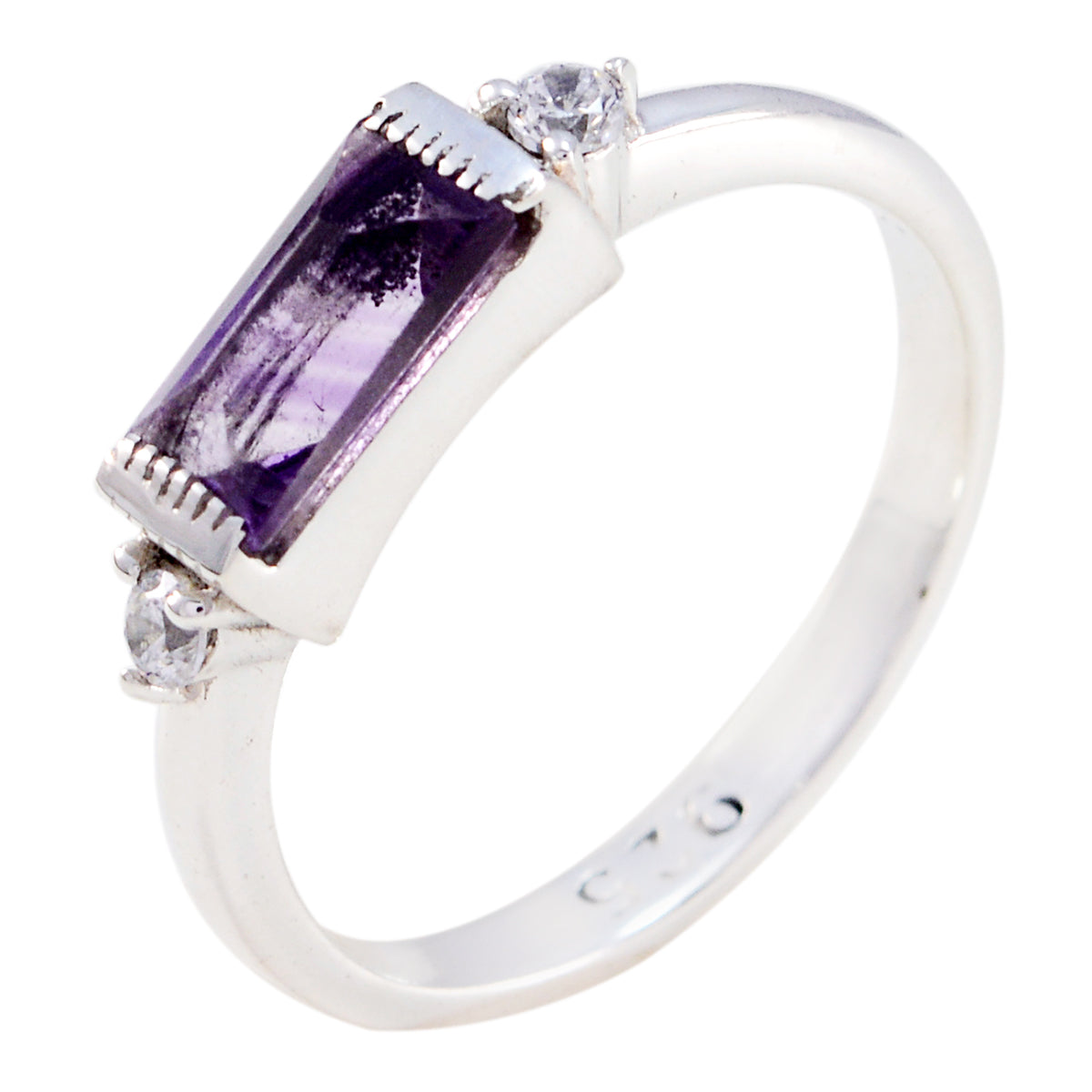Amethyst Halo American 92.5 Silver Purple Gemstone Delicate Trendy Ring Jewellery