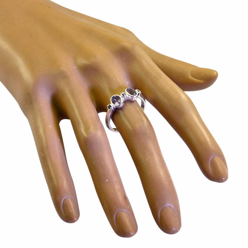 Amethyst Halo Japanese Sterling Silver Purple Gemstone Dainty Contemporary Ring Jewelry