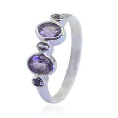 Amethyst Halo Japanese Sterling Silver Purple Gemstone Dainty Contemporary Ring Jewelry
