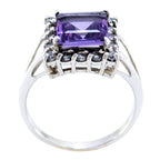 Amethyst Halo French 92.5 Silver Purple Gemstones Slim Glamorous Ring Jewellery