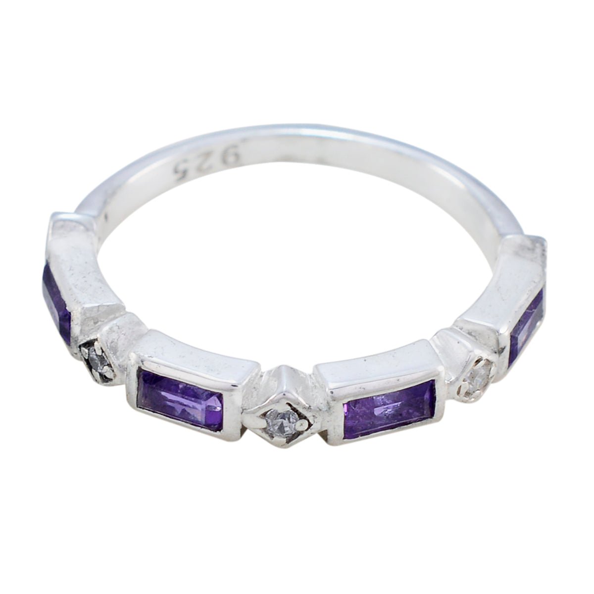 Amethyst quarter Korean 925 Sterling Silver Purple Gems Dainty Trendy Band Jewelry Huvudsaklig produktbild