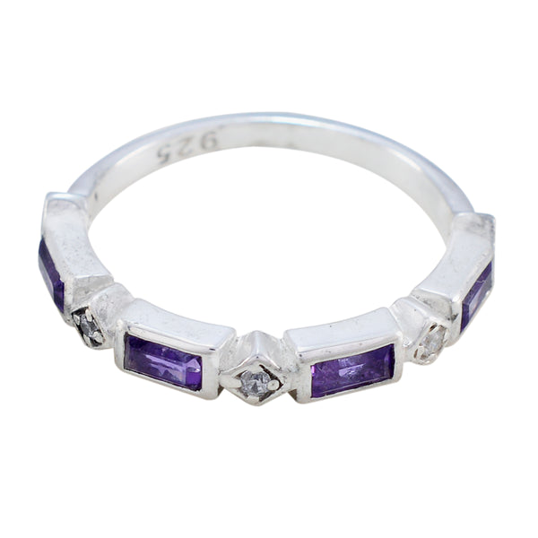 Amethyst quarter Korean 925 Sterling Silver Purple Gems Dainty Trendy Band Jewelry