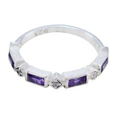 Amethyst quarter Korean 925 Sterling Silver Purple Gems Dainty Trendy Band Jewelry