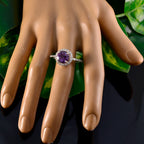 Amethyst Halo Indian 925 Silver Purple Gems Slim Sophisticated Ring Jewellery