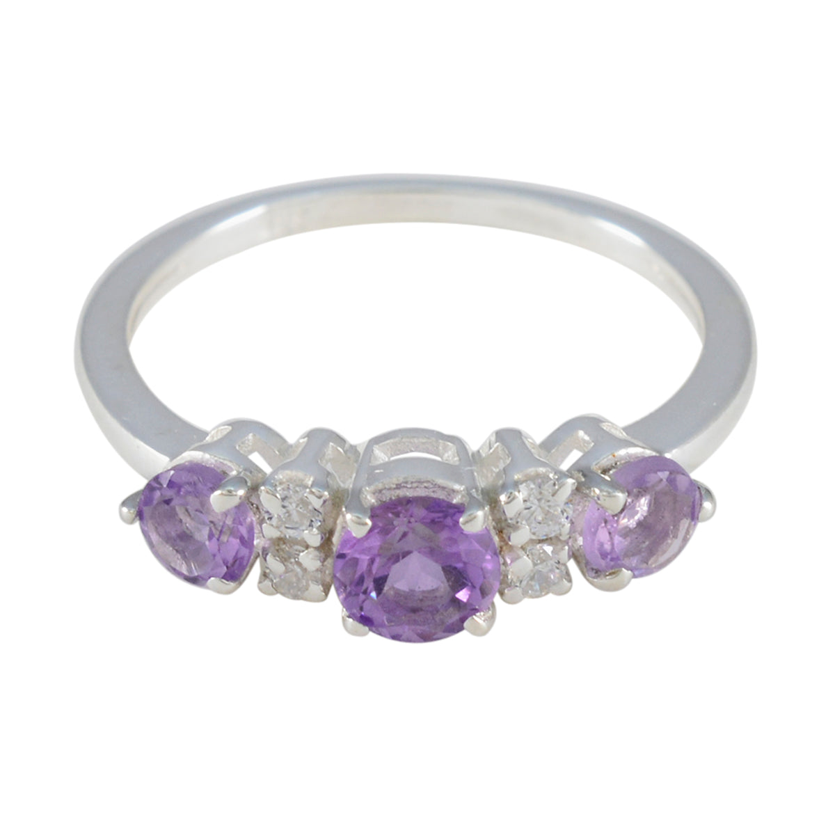 Amethyst Trilogy Japanese 92.5 Silver Purple Gems Delicate Modern Ring Jewelry Image principale du produit
