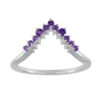Amethyst multiple Japanese Silver Purple Gemstones Delicate crown Ring Jewellery