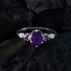 Amethyst Trilogy American 92.5 Silver Purple Gemstones Elegant  Feminine Ring Jewelry
