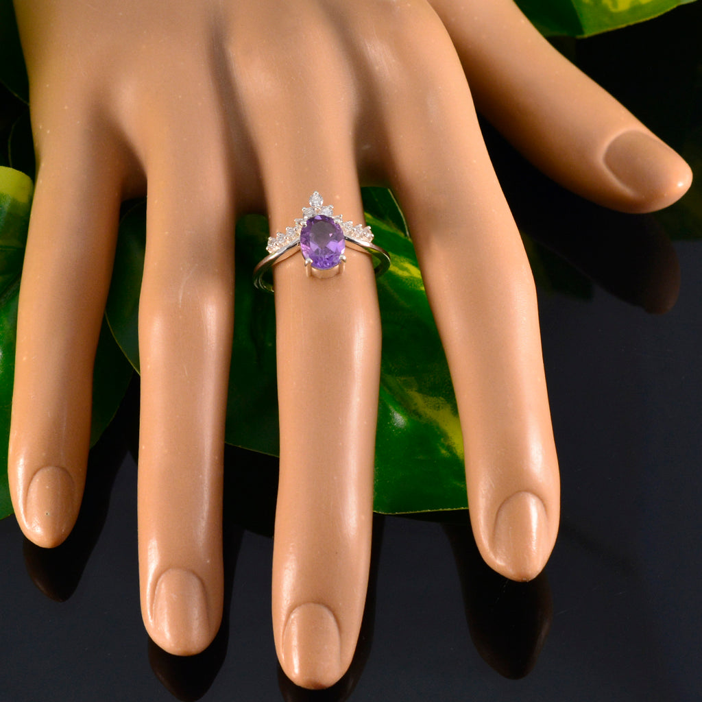 Amethyst Halo Japanischer Silber Lila Edelstein Zarter Märchenring Schmuck