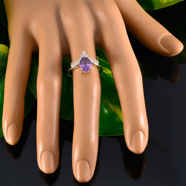 Amethyst Halo Japanischer Silber Lila Edelstein Zarter Märchenring Schmuck