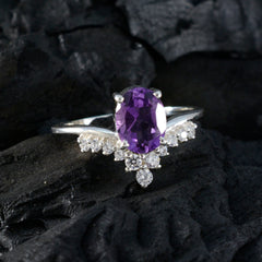 Amethyst Halo Japanese Silver Purple Gemstone Delicate Fairytale Ring Jewelry