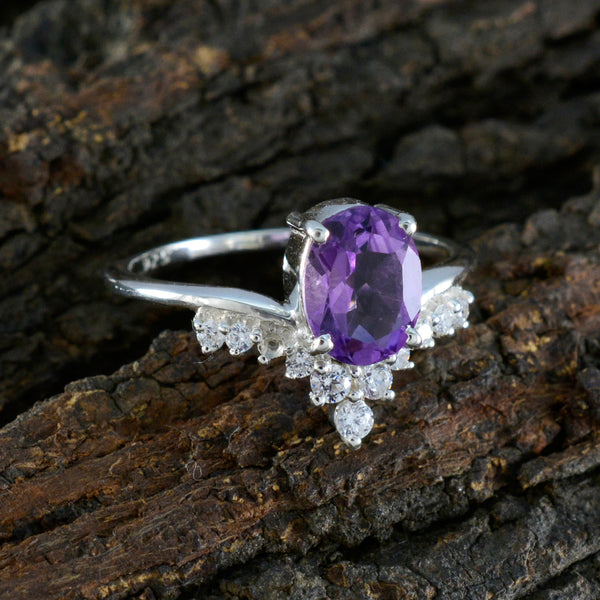 Amethyst Halo Japanischer Silber Lila Edelstein Zarter Märchenring Schmuck