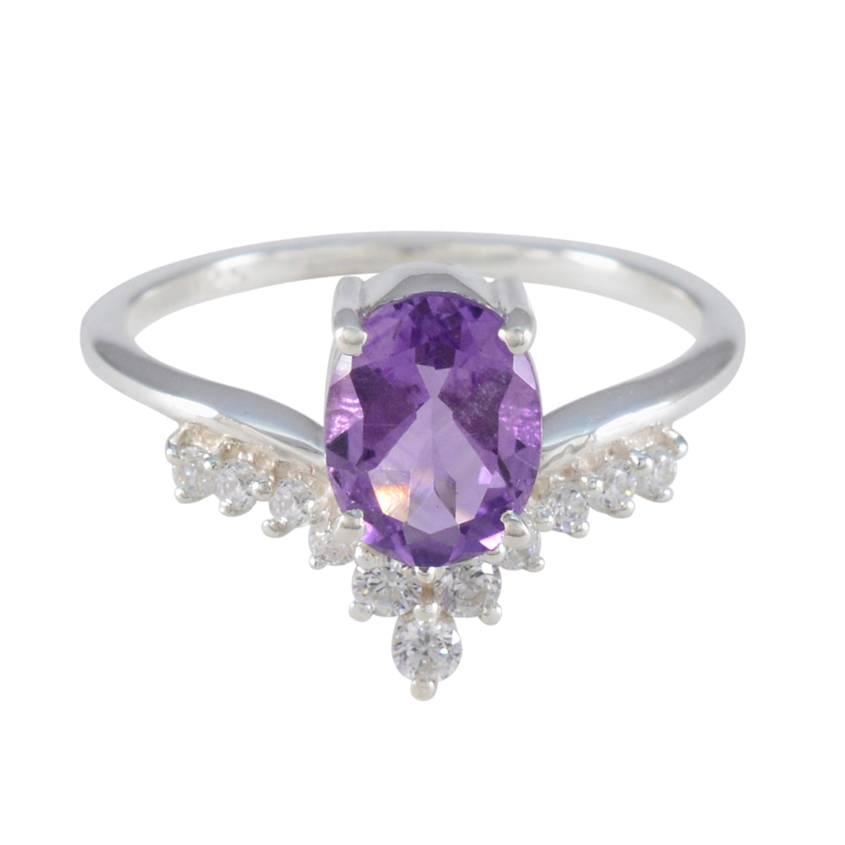 Amethyst Halo Japanese Silver Purple Gemstone Delicate Fairytale Ring Jewelry Immagine principale del prodotto
