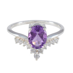 Amethyst Halo Japanese Silver Purple Gemstone Delicate Fairytale Ring Jewelry