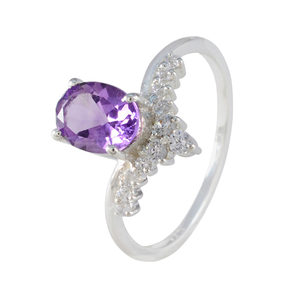 Amethyst Halo Japanischer Silber Lila Edelstein Zarter Märchenring Schmuck