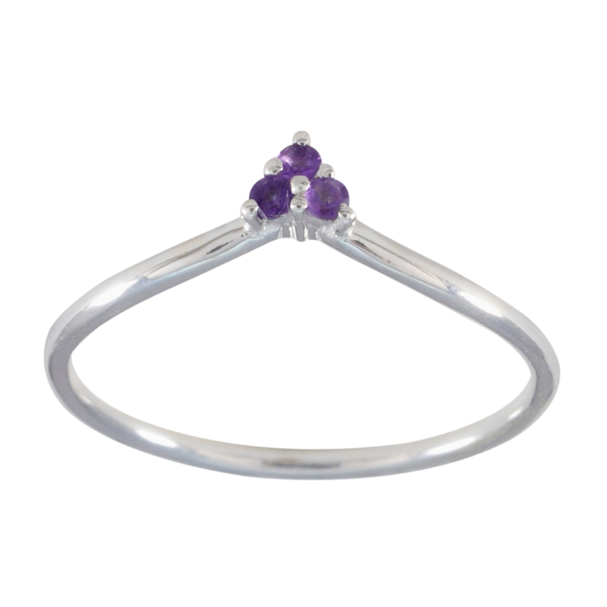 Amethyst Trilogy Japanese Sterling Silver Purple Gemstone Minimalist valentine Ring Jewelry Immagine principale del prodotto