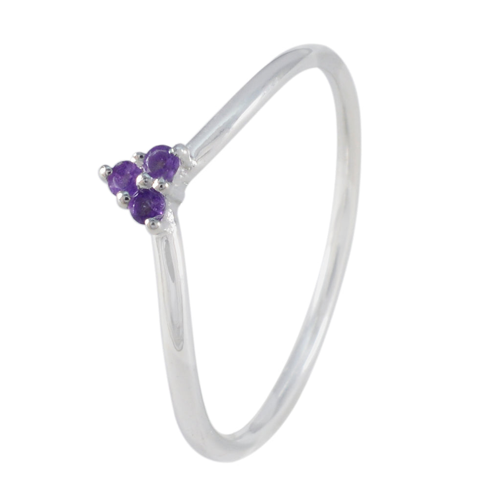 Amethyst Trilogy Japanese Sterling Silver Purple Gemstone Minimalist valentine Ring Jewelry