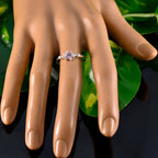 Amethyst Halo Korean 925 Silver Purple Gems Minimalist Modern Ring Jewelry