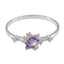Amethyst Halo Korean 925 Silver Purple Gems Minimalist Modern Ring Jewelry