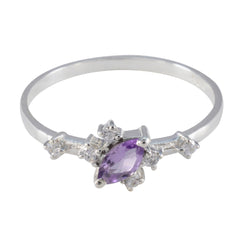 Amethyst Halo Korean 925 Silver Purple Gems Minimalist Modern Ring Jewelry