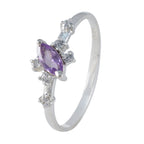 Amethyst Halo Korean 925 Silver Purple Gems Minimalist Modern Ring Jewelry