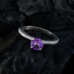 Amethyst Halo Japanese 92.5 Silver Purple Gems Whisper thin Sophisticated Ring Jewelry