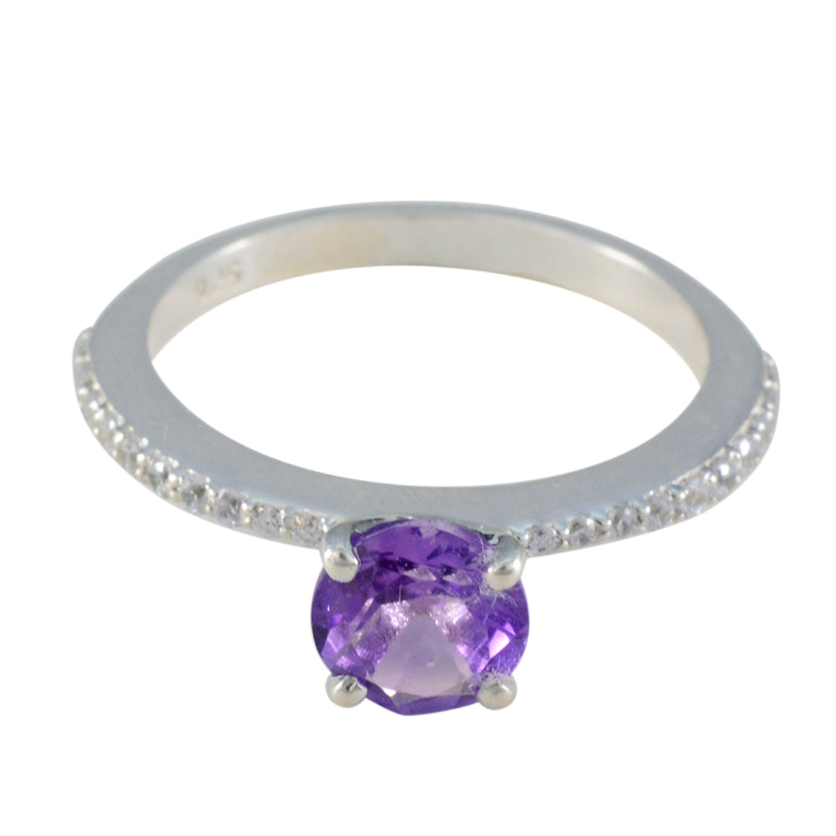 Amethyst Halo Japanese 92.5 Silver Purple Gems Whisper thin Sophisticated Ring Jewelry
