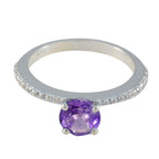 Amethyst Halo Japanese 92.5 Silver Purple Gems Whisper thin Sophisticated Ring Jewelry