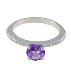 Amethyst Halo Japanese 92.5 Silver Purple Gems Whisper thin Sophisticated Ring Jewelry
