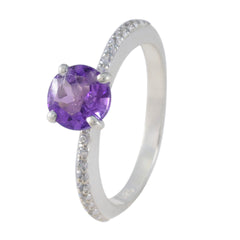 Amethyst Halo Japanese 92.5 Silver Purple Gems Whisper thin Sophisticated Ring Jewelry