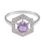 Amethyst Halo American Silver Purple Gemstones Dainty Feminine Ring Jewelry