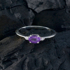 Amethyst Halo Japanese 925 Silver Purple Gemstone Elegant  Glamorous Ring Jewelry