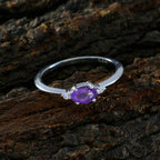 Amethyst Halo Japanese 925 Silver Purple Gemstone Elegant  Glamorous Ring Jewelry