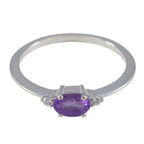Amethyst Halo Japanese 925 Silver Purple Gemstone Elegant  Glamorous Ring Jewelry