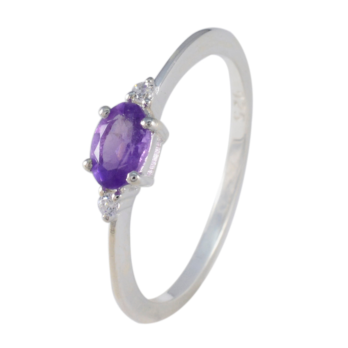 Amethyst Halo Japanese 925 Silver Purple Gemstone Elegant  Glamorous Ring Jewelry