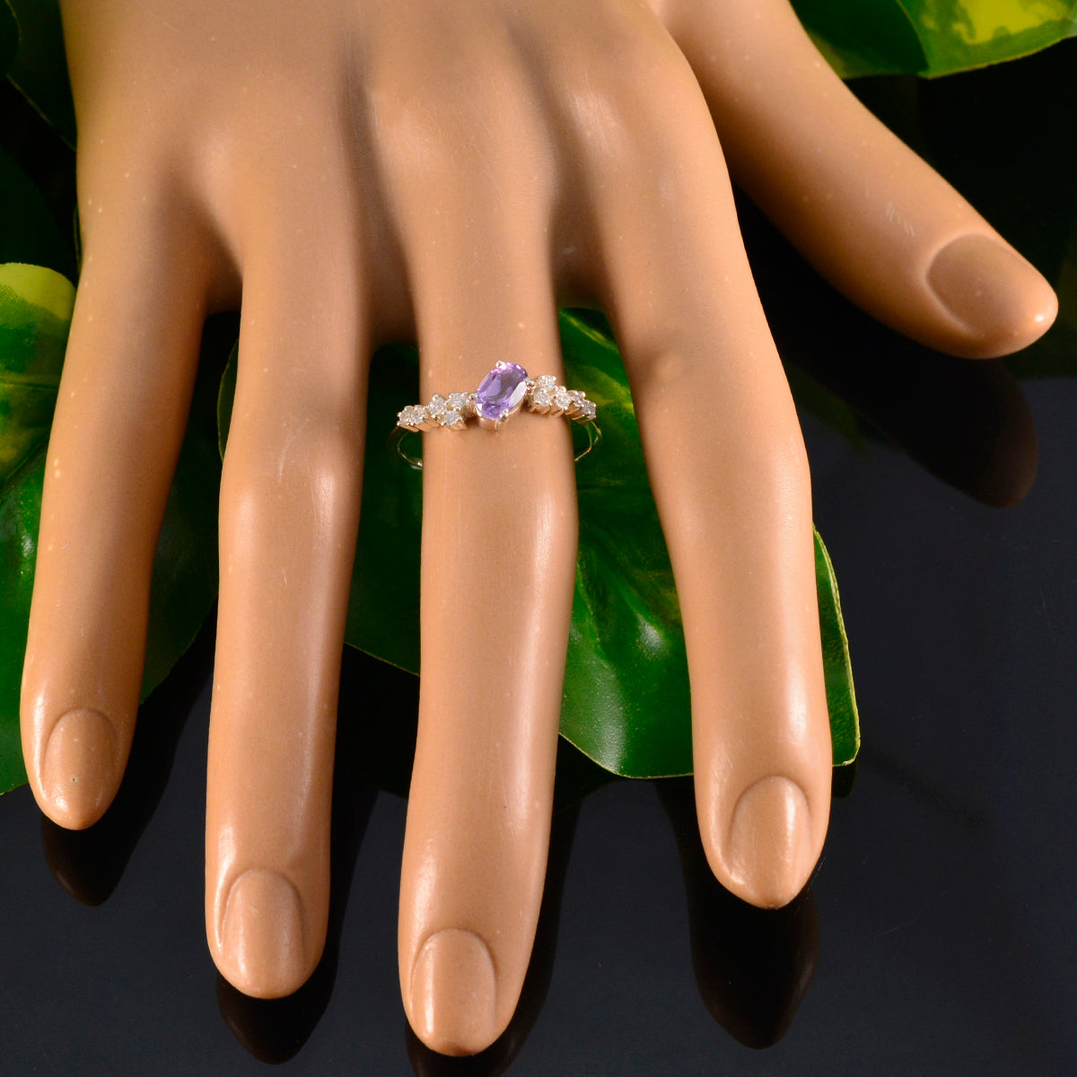 Amethyst Halo American 925 Sterling Silver Purple Gems Elegant  Modern Ring Jewelry