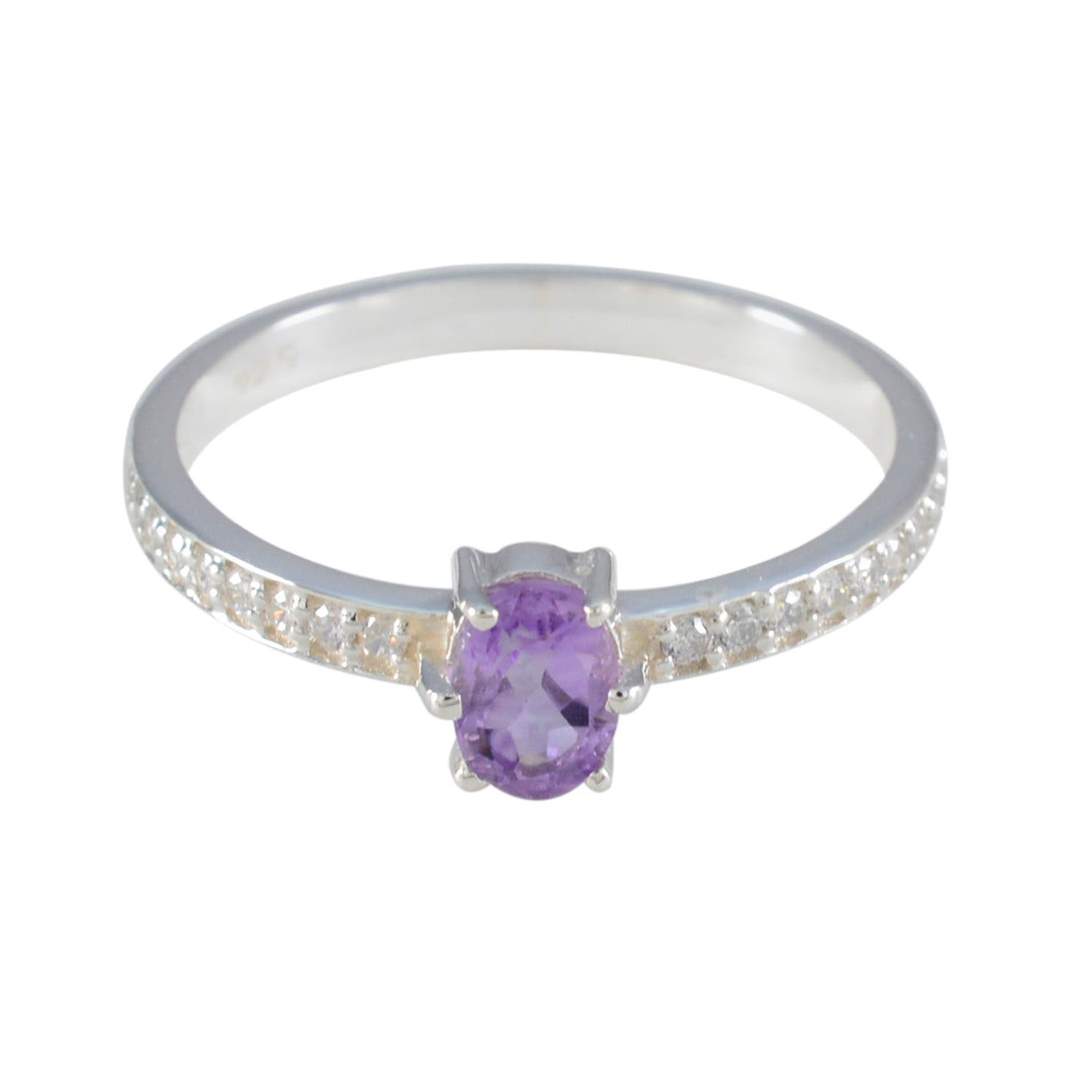 Amethyst Halo American 92.5 Silver Purple Gemstone Delicate Romantic Ring Jewelry メイン画像
