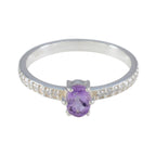 Amethyst Halo American 92.5 Silver Purple Gemstone Delicate Romantic Ring Jewelry