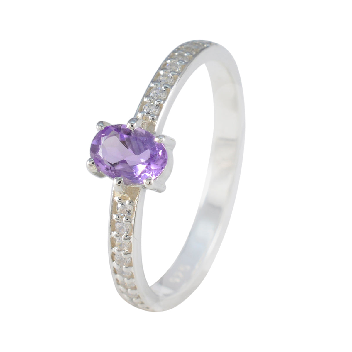 Amethyst Halo American 92.5 Silver Purple Gemstone Delicate Romantic Ring Jewelry