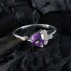 Amethyst Halo Korean Sterling Silver Purple Gems Delicate Sophisticated Ring Jewelry