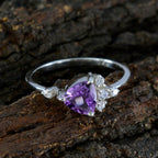 Amethyst Halo Korean Sterling Silver Purple Gems Delicate Sophisticated Ring Jewelry
