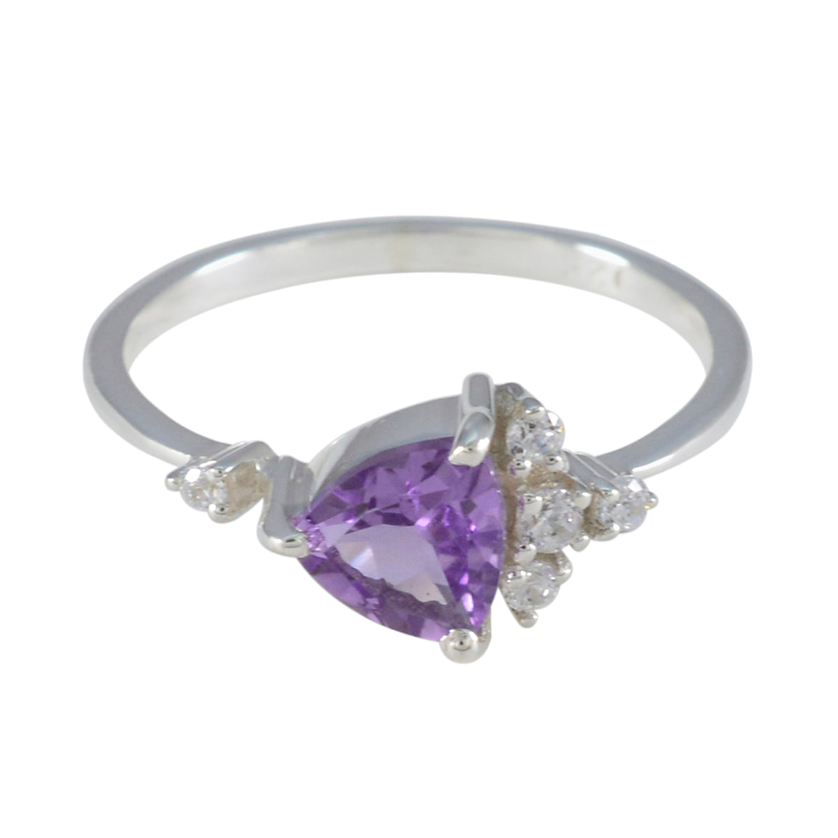 Amethyst Halo Korean Sterling Silver Purple Gems Delicate Sophisticated Ring Jewelry メイン画像