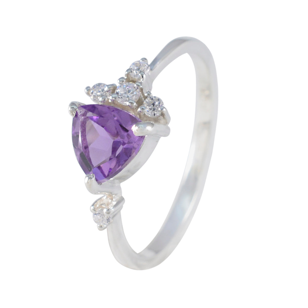 Amethyst Halo Korean Sterling Silver Purple Gems Delicate Sophisticated Ring Jewelry