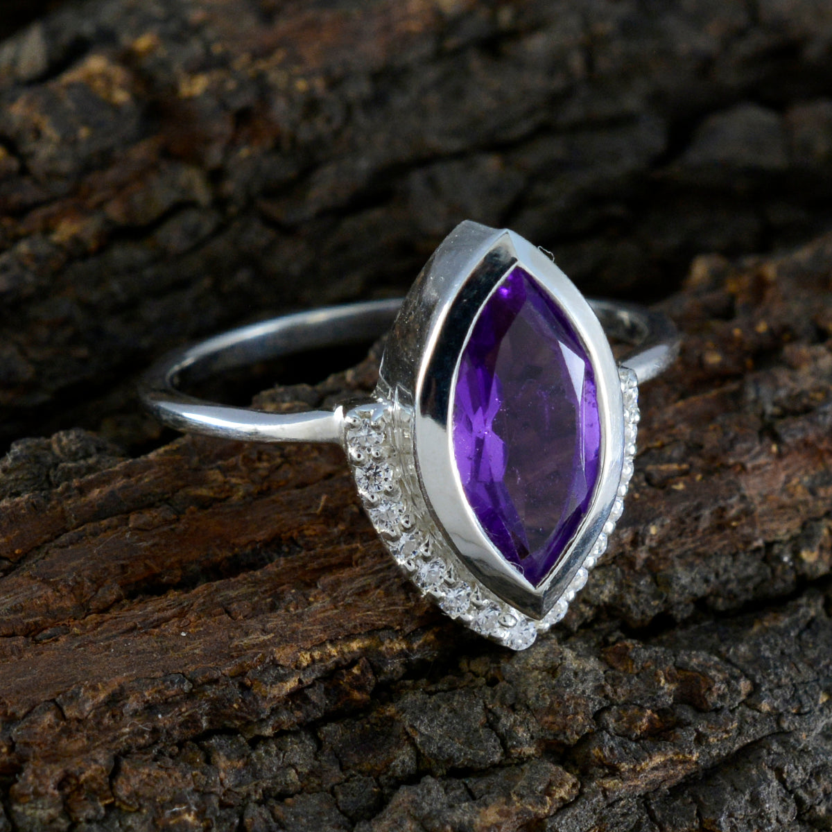 Amethyst Halo Turkish 92.5 Silver Purple Gemstones Whisper thin Fairytale Ring Jewelry