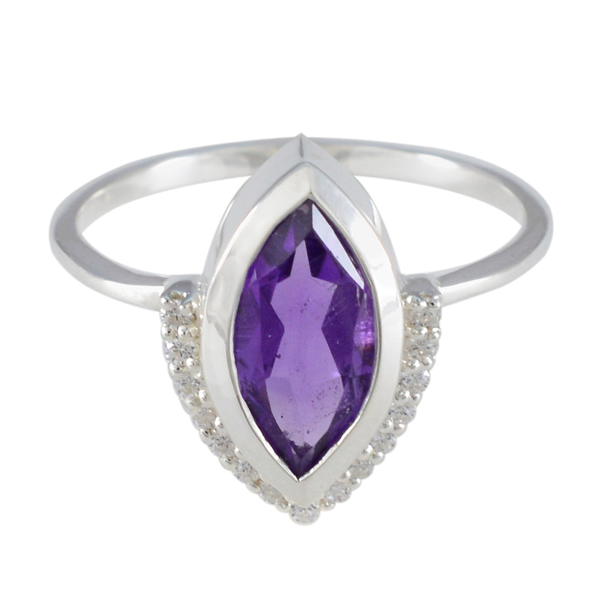 Amethyst Halo Turkish 92.5 Silver Purple Gemstones Whisper thin Fairytale Ring Jewelry Image principale du produit