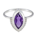 Amethyst Halo Turkish 92.5 Silver Purple Gemstones Whisper thin Fairytale Ring Jewelry