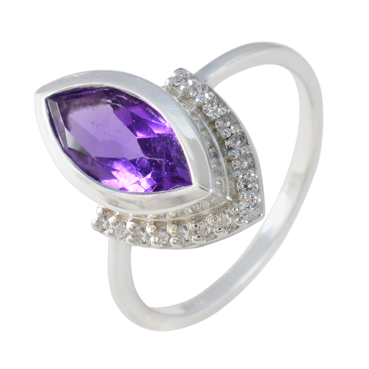 Amethyst Halo Turkish 92.5 Silver Purple Gemstones Whisper thin Fairytale Ring Jewelry