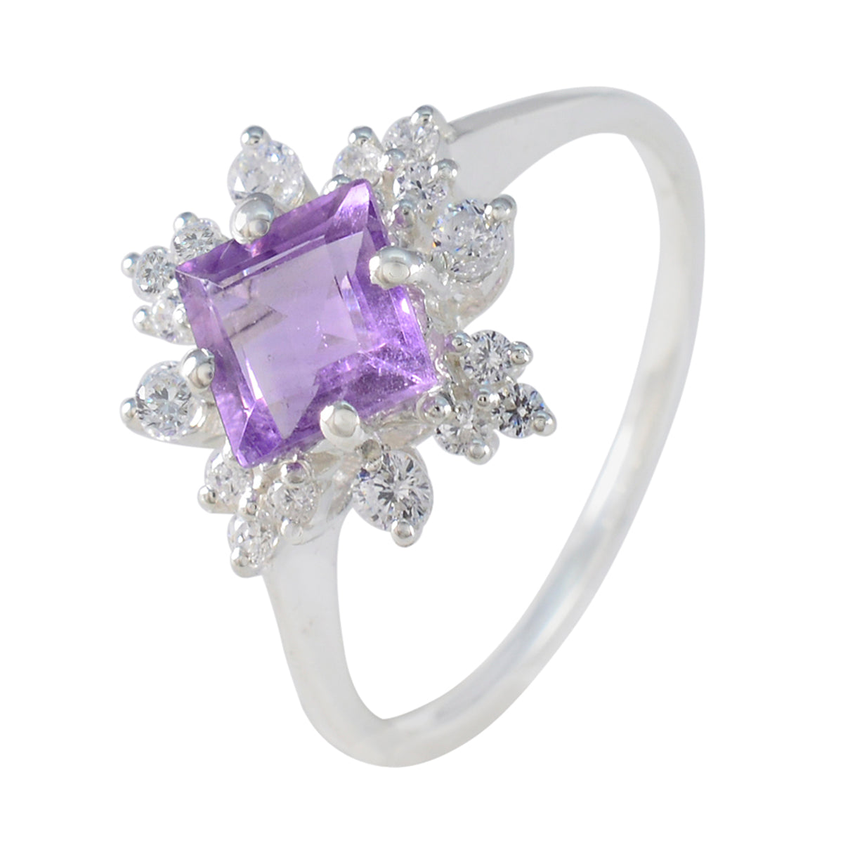 Amethyst Halo Japanese Sterling Silver Purple Gemstones Delicate Contemporary Ring Jewellery