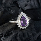 Amethyst Halo American 92.5 Silver Purple Gemstone Whisper thin Glamorous Ring Jewellery
